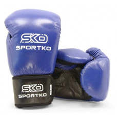 Боксерские перчатки SPORTKO кожаные ПК1 синые 14 унций