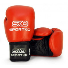 Боксерские перчатки SPORTKO кожаные ПК1 красные16 унций