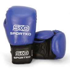Boxing gloves SPORTKO leather PD1 blue 12 oz 
