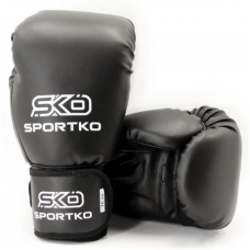 Boxing gloves SPORTKO leather PК1 black 16 oz 