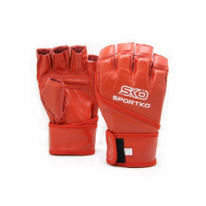 Open finger gloves Sportko leather PK-4 red L