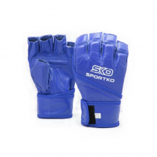 Open finger gloves Sportko leather PK-4 blue L