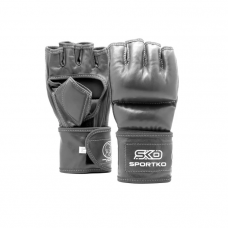 Перчатки с открытыми пальцами Sportko кожаные ПK-5 черные XL