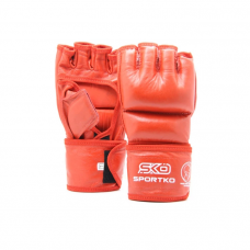 Перчатки с открытыми пальцами Sportko кожаные ПK-5 красные L