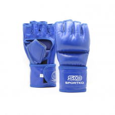 Open finger gloves Sportko leather PK-5 blue L