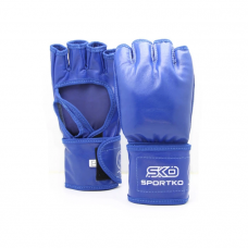 Open finger gloves Sportko leather PK-6 blue L