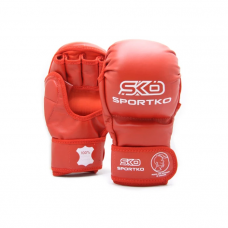 MMA gloves with open fingers SPORTKO leather PK-7 red S/M
