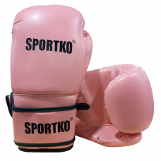 Boxing gloves SPORTKO leather "Elite" pink 8 oz