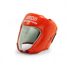 Boxing helmet with FBU print leather SPORTKO red L