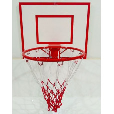 Баскетбольный всепогодный щит SR 60 х 50 см с кольцом №7 - 45 см и бело-красной сеткой
