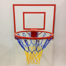 Basketball backboard BF 60x50 cm with a No. 5 - 35 cm ring, blue-yellow net
