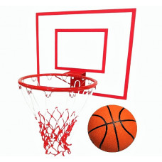 Basketball backboard BF 60 x 50 cm with ring 45 cm  white-red net and ball No. 7